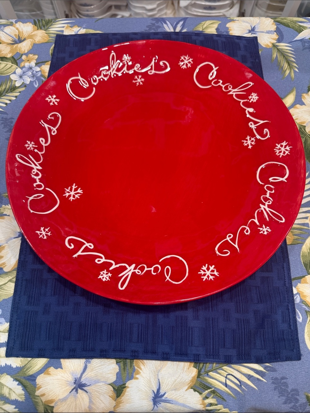 Hallmark Red Ceramic 'Cookies' Holiday Serving Plate 14.5"